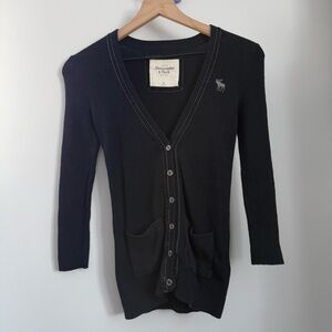 Abercrombie & Fitch XS Y2K Navy Cardigan Academia Preppy School 2000s